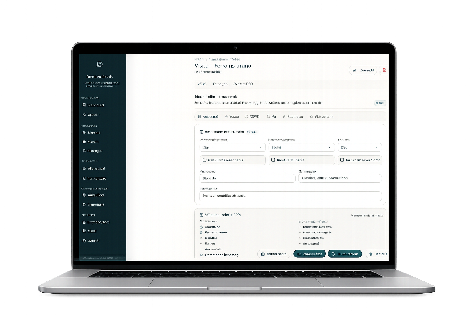 Dermocheck su notebook — scheda visita, moduli PRO, allegati PDF